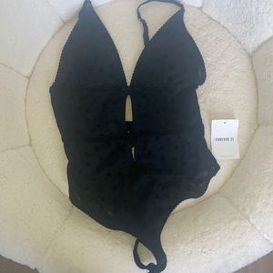 Forever 21 Heart Printed Bodysuit/Lingerie